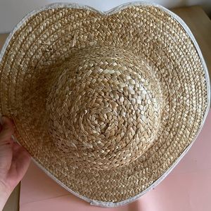 Tan Heart Shaped Straw Hat